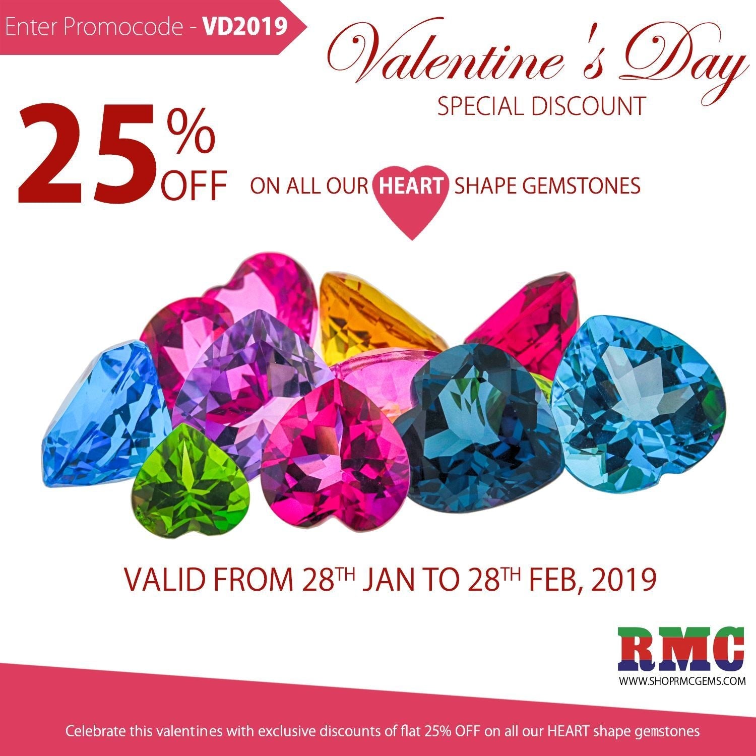 25% Off On All Our Heart Shape Gemstones On This Valentine's Day!