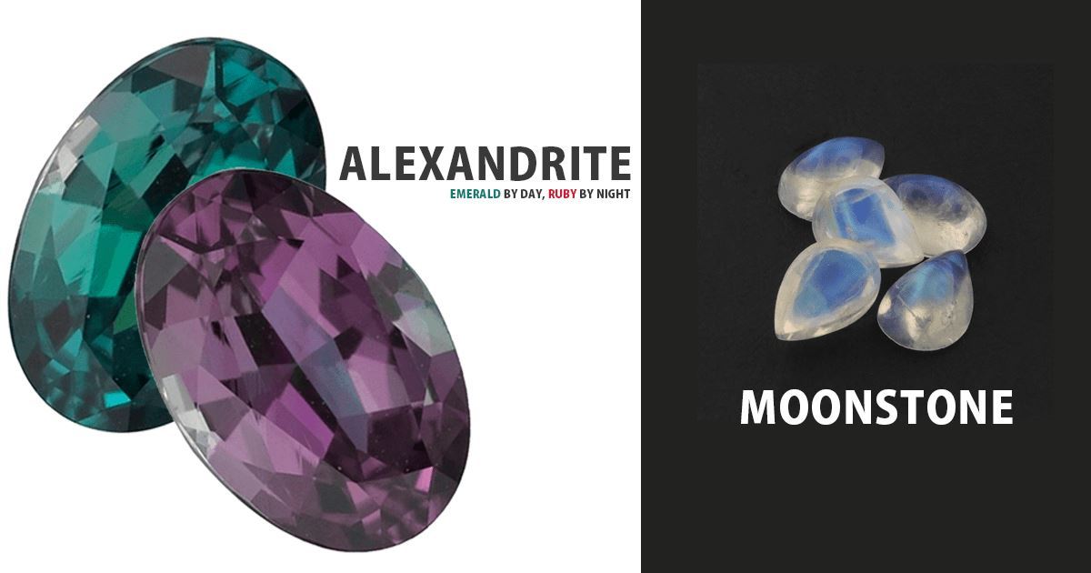 JUNE BIRTHSTONE : Alexandrite & Moonstone