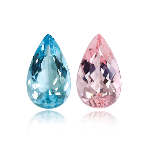 5.59CT Pink Morganite & Aquamarine Pear Matching Set