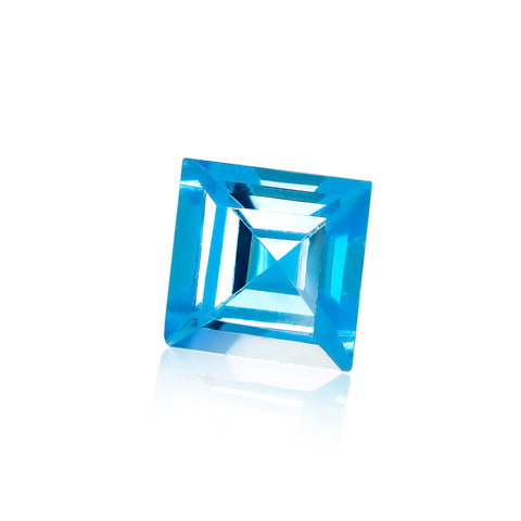 4MM Square Cut Swiss Blue Topaz - Stock Unlimited Side View