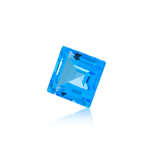 7MM Square Cut Swiss Blue Topaz - Stock Unlimited Side View