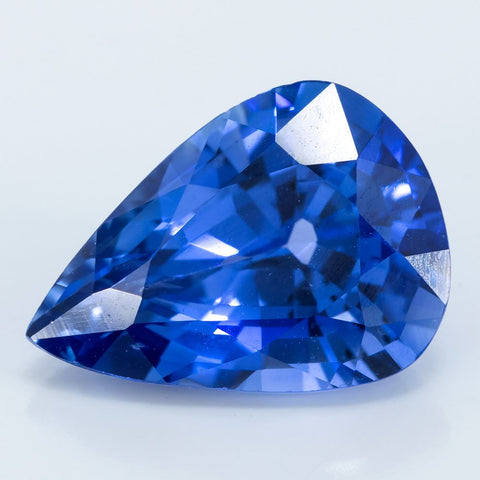 Sparkling Loupe Clean Blue Sapphire - 5.95 CT Pear Gemstone RMCGEMS 