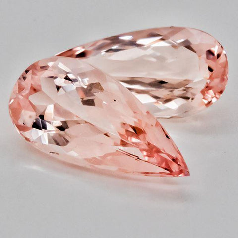 10.79 CT 19x8 MM Pear Cut Beautiful Pink Morganite Pair - shoprmcgems