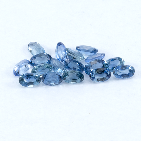 Natural Blue Sapphire 5.34 CT Lot 17 Pcs 5X3 mm Oval - shoprmcgems