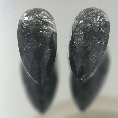 25.80 CT Black Rutile  25x10 MM Pear Briolite - shoprmcgems