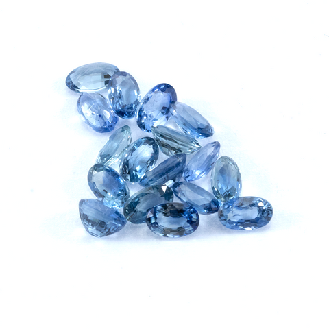 Natural Blue Sapphire 5.34 CT Lot 17 Pcs 5X3 mm Oval - shoprmcgems