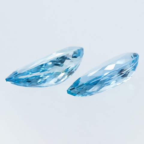 14.75 CTS  Sparkling Natural Aquamarine  Pair 20.3X10 MM Pears - shoprmcgems