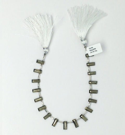 Pyrite Baguette Side Drill Beads 34.7 Cts 10x4 mm - shoprmcgems