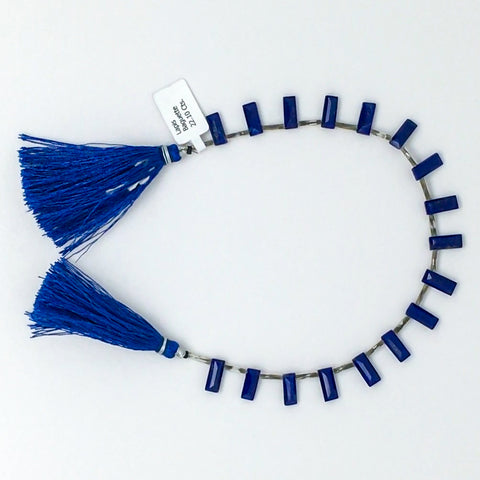 Lapis Lazuli Baguette Side Drill Beads 22.1 cts 10x4 mm - shoprmcgems