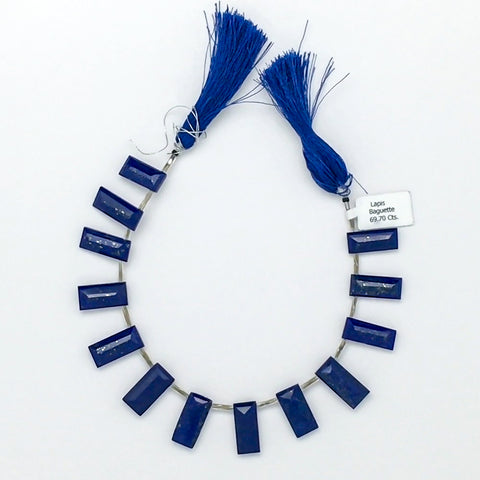 Lapis lazuli Baguette Side Drill Beads 69.7 cts 16X8 mm - shoprmcgems