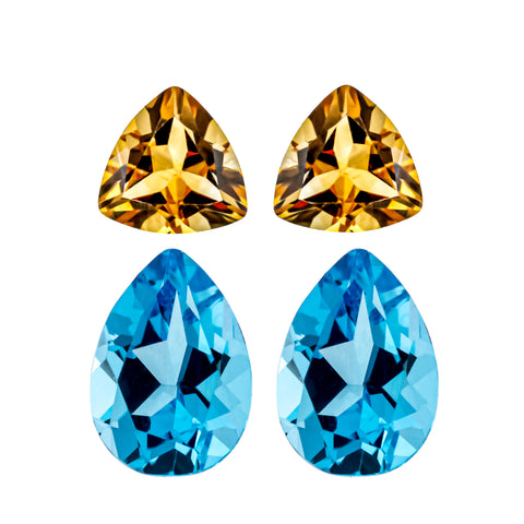 Lovely Matching Earring Set of Natural Swiss Blue Topaz & Citrine - shoprmcgems