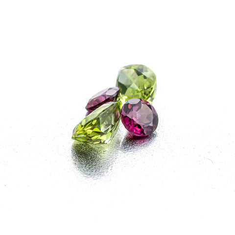 Matching Earring Set of Natural Rhodolite & Natural Peridot - shoprmcgems