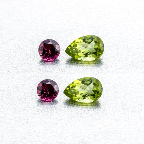 Matching Earring Set of Natural Rhodolite & Natural Peridot - shoprmcgems