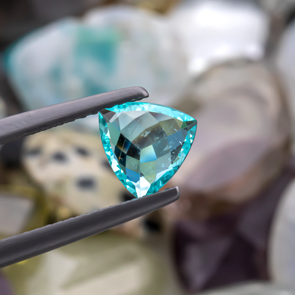 Paraiba Color Apatite Trillion 7mm Approximately 2 Carat Matching Pair, Teal Electric Blue Color, Faceted store Plain Top Apatite (49286)