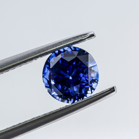 Glittering Blue Ceylon Sapphire 2.5 ct Round GRS Certified - 7.4x7.32x5.8 mm - shoprmcgems