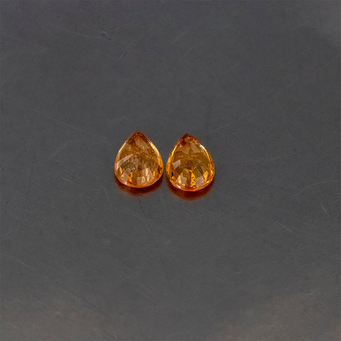 Orange Sapphire Pear 7X5 MM 1.94 ct. Mined In Africa. Top View