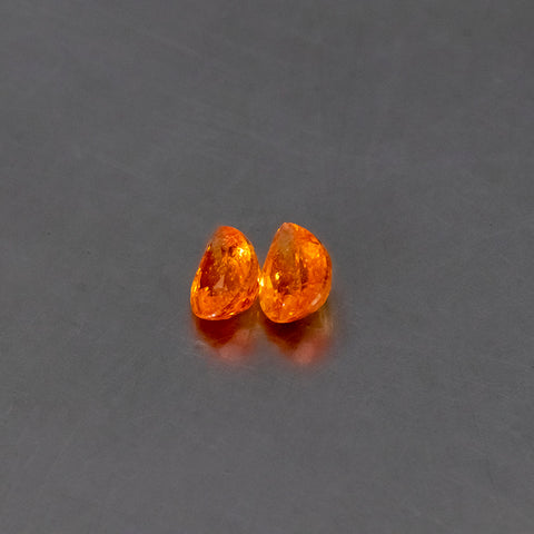 Orange Sapphire Pear 7X5X MM 1.71 ct. Mined In Africa. Side View