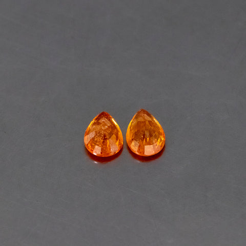 Orange Sapphire Pear 7X5X MM 1.71 ct. Mined In Africa. Top View