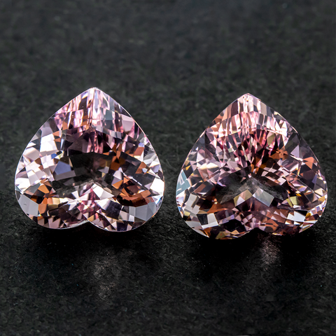 WOW MIND BOGGLING TOP RICH Natural PINK MORGANITE Pair 16.17 CT 13.3X14 MM Heart Shape - shoprmcgems