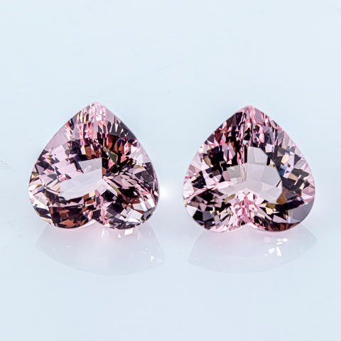 WOW MIND BOGGLING TOP RICH Natural PINK MORGANITE Pair 16.17 CT 13.3X14 MM Heart Shape - shoprmcgems