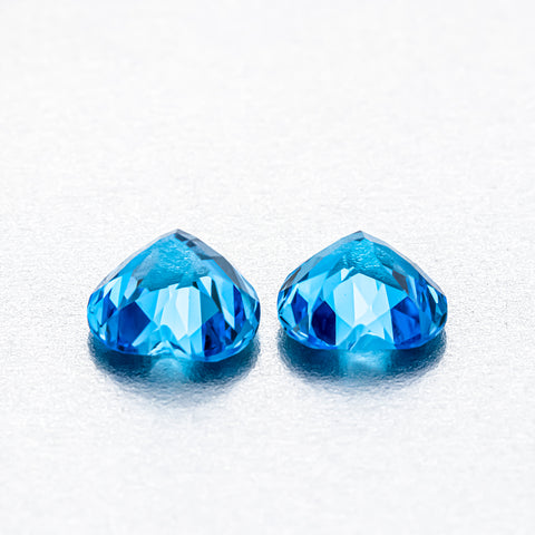 Beautiful Pair of Natural Swiss Blue Topaz  13 MM Heart Cut 17.66 CT - shoprmcgems