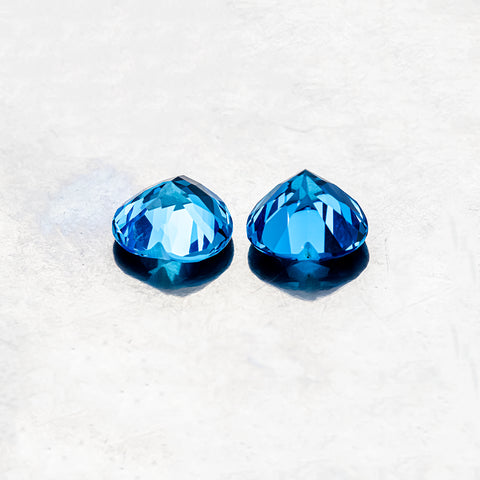 Beautiful Pair of Natural Swiss Blue Topaz 14.49 CT 12 MM Heart - shoprmcgems