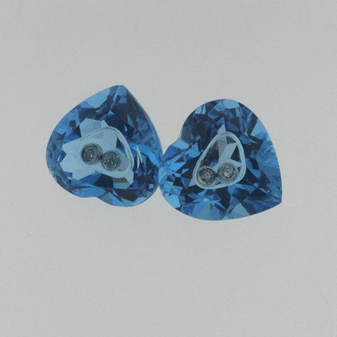 Diamond inside of Swiss blue topaz 6.02 CT 9 MM Heart - shoprmcgems