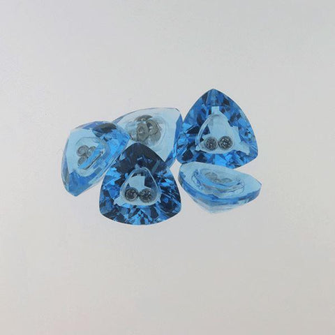 Diamonds inside of Swiss blue topaz 12.86 CT 9 MM Trillion - shoprmcgems