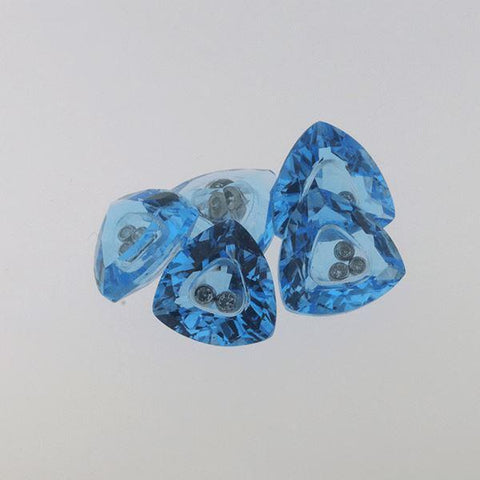 Diamonds inside of Swiss blue topaz 12.86 CT 9 MM Trillion - shoprmcgems