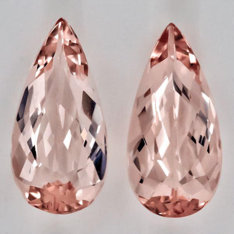 Pair of Pink Morganite 6.12  CT 16x8 MM Pear - shoprmcgems