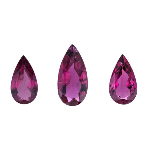Pink Tourmaline 1.40 CT 7x4 MM (2 PCS), 8.5x4 MM (1 PCS) Pear Gemstones RMCGEMS 